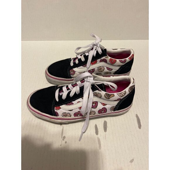 Vans Old Skool Black/White/Pink Sneakers, Donut Pattern, Juniors Size 4.5 US - Picture 2 of 8